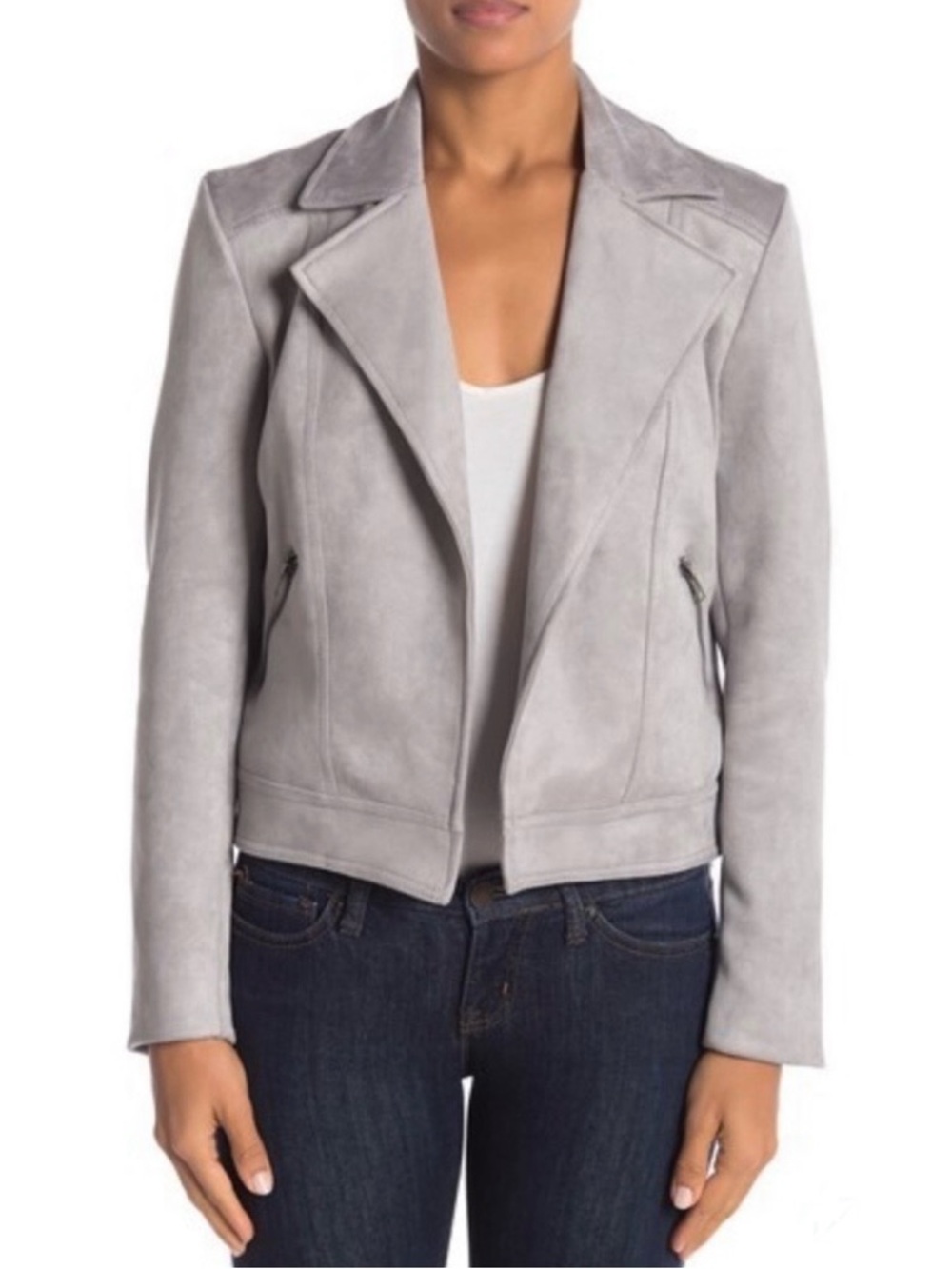 Philosophy Gray Suede Moto Jacket, Small